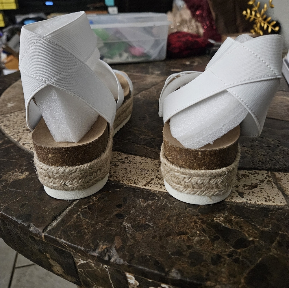 Madden Girl Carly White Espadrille Jute Platform Sandal Womens 8M new in box - Picture 5 of 9
